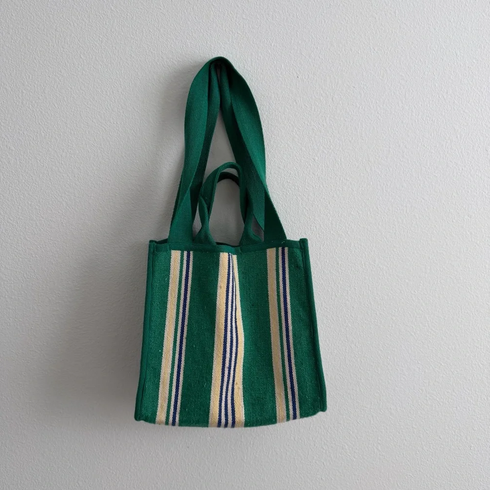 Free People Clara Green Striped Tote‎ Bag